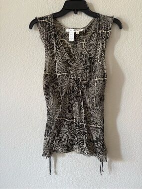 Studio M Black and Cream Printed V-Neck Camisole